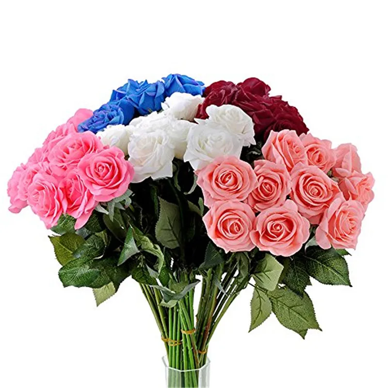 10 шт./компл. элегантный красивый Европейский Искусственный цветок розы моделирование фланель Цветы Букет Домашнего вечерние Свадебные украшения