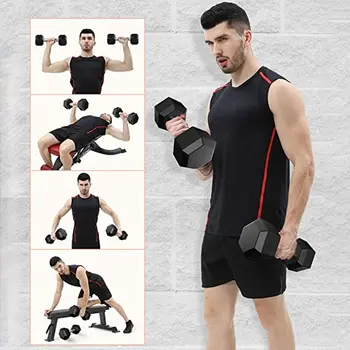 

5-60 Pounds Rubber Dumbbells Gym Strength Fitness Equipment for Household Personal Trainer Studio Exercise Men Women Arm Muscle