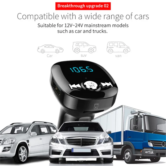 Bluetooth 4,2 fm-передатчик беспроводной модулятор громкой связи Автомобильный MP3-плеер двойной USB зарядное устройство OD889