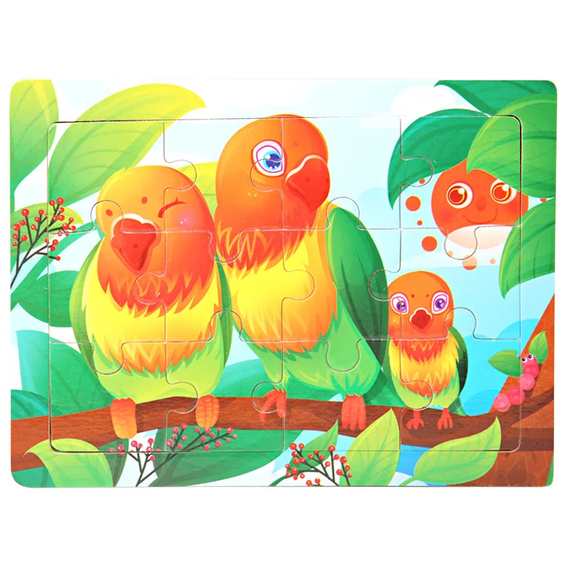 15*11cm 12pcs Wood Puzzle Kids Educational Toys Cartoon Animal/Traffic 3dD Wooden Puzzle Jigsaw Toys For Children Gifts 29