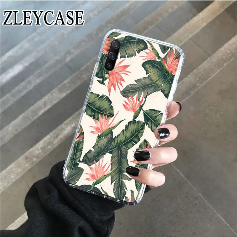 Summer tropical  Palm Leaf Banana Leaf Flowers
