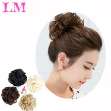 LM стойкие синтетические волосы веревка натуральные поддельные прическа гулька волосы шиньоны Волосы Кудрявые волосы клип в наращивание волос тепло