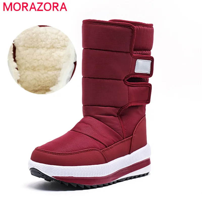 MORAZORA/; горячая распродажа; ботильоны; женские водонепроницаемые Нескользящие зимние ботинки; женская обувь на платформе с толстым мехом