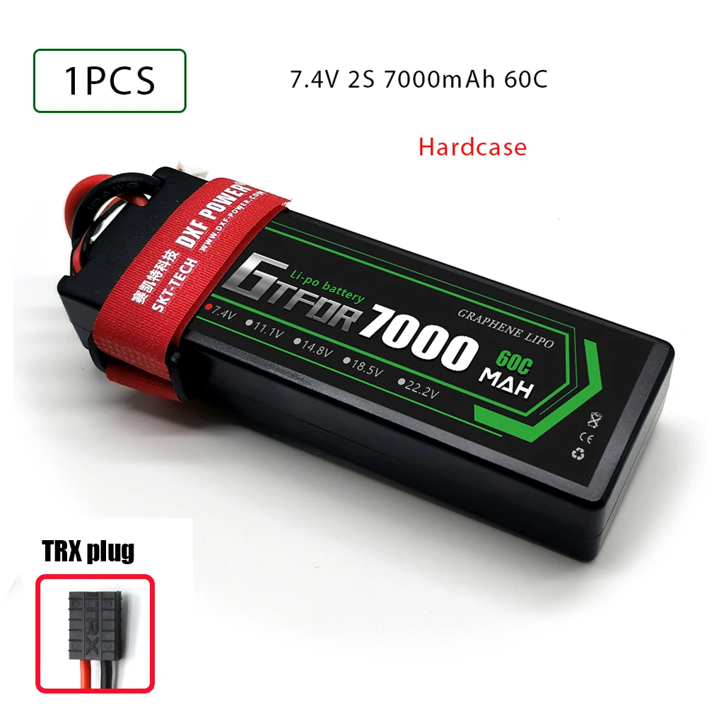 GTFDR RC LiPo аккумулятор 7000mAh 2S 60C LiPo 7,4 V Dean/T XT60 XT90 для RC автомобиля грузовика Танк Losi Slash Truggy B3 зарядное устройство часть - Цвет: 1PCS7000hardTRX