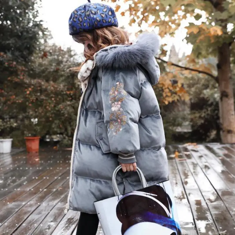Коллекция года, зимняя детская верхняя одежда и пальто детские зимние пуховики для маленьких девочек Теплые куртки с капюшоном Winterjas Meisje, 10, 12, 14 лет