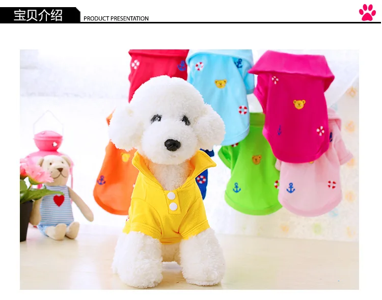 Pet Clothes Dog Thin Rainbow-colored Embroidery Polo Shirt Teddy Bichon Pomeranian Summer Small Vest