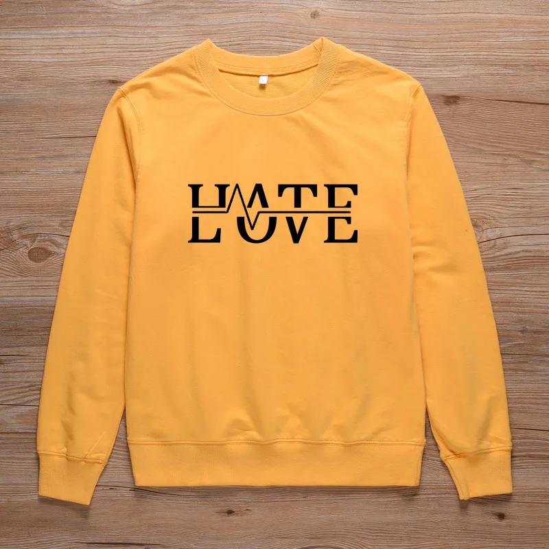 ONSEME Hate Love Heartbeat Quotes толстовка женская нарядная с капюшоном пуловер круглым