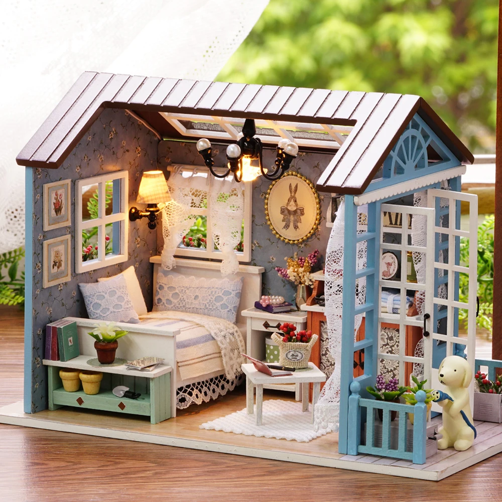 3D DIY деревянный миниатюрный кукольный домик мини дом для комнаты ремесло со
