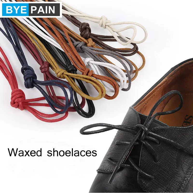 1Pair BYEPAIN Waxing Shoelaces for Leather Shoes Waterproof Shoe Laces