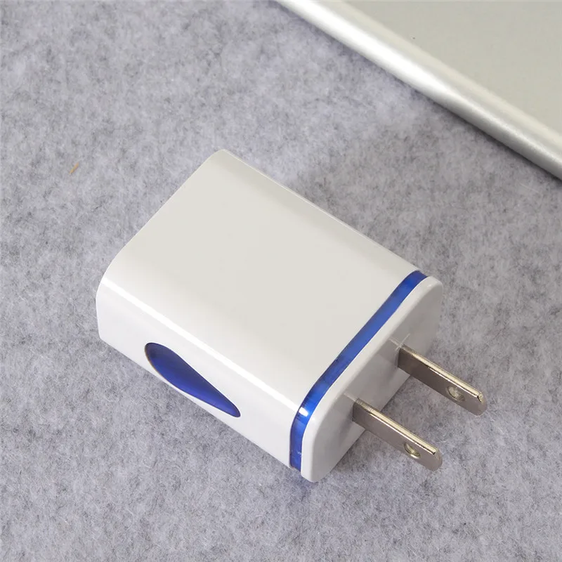 Water Drops Colorful Light Dual USB Mobile Phone Charger 5V 1A Smart Phone Universal Charger D8 - Цвет: US Plug E