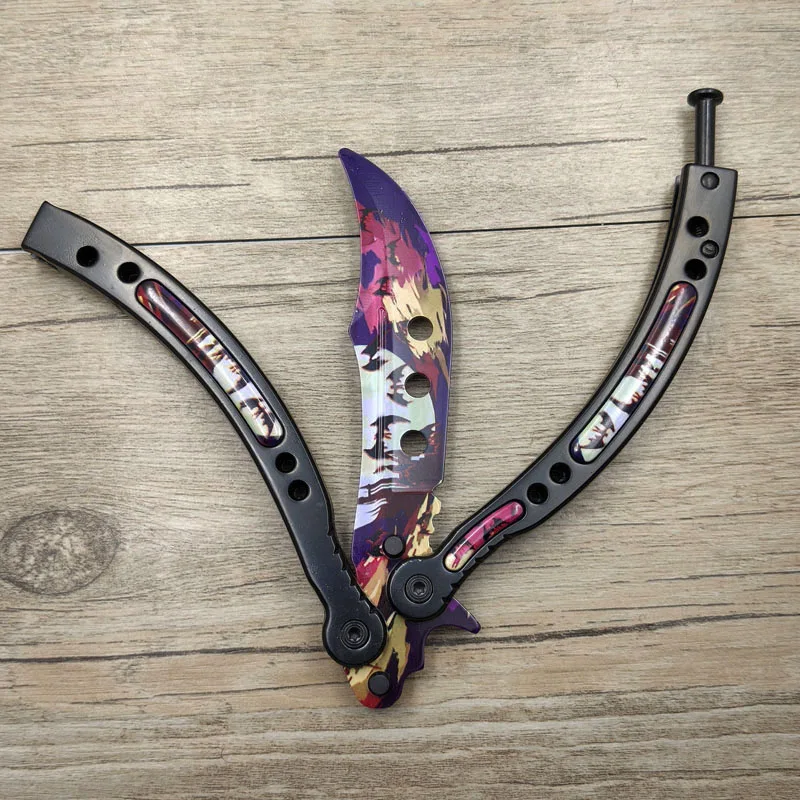 Складной нож с бабочкой Karambit csgo, нож для кожи, тренировочный нож с бабочкой, тренировочный игровой нож, тупое лезвие, инструмент без края