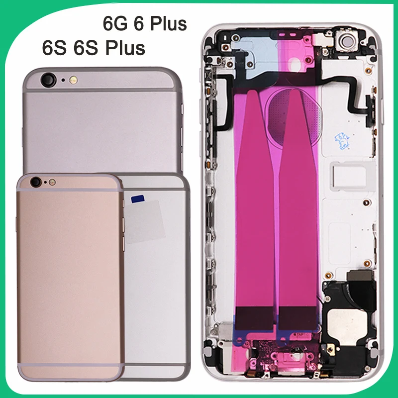 

New 6G 6S Battery Back Cover For iPhone 6 6 Plus 6S Plus Back Cover+Metal Middle Frame Bezel Chassis Housing Case With Flex Case