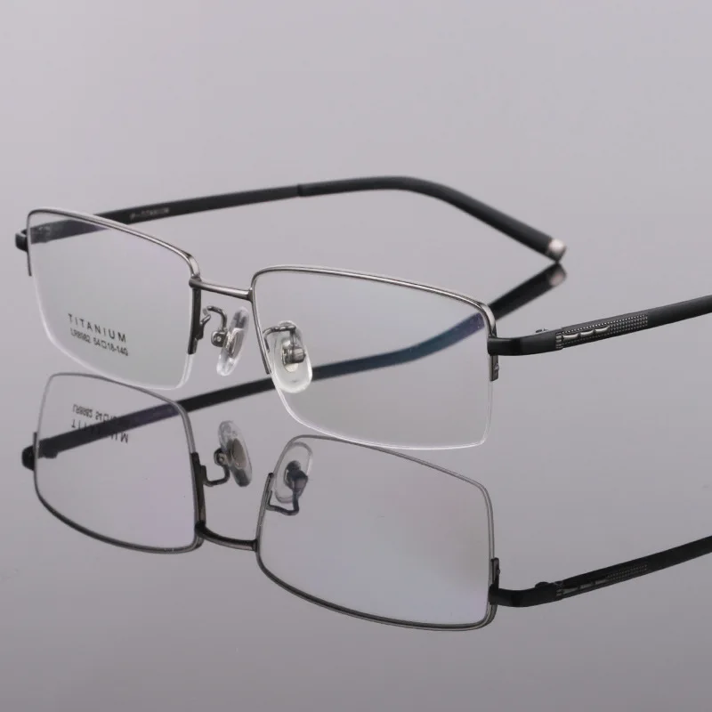 Gray Рама из чистого титана мужские все близорукие очки деловые мужские - Frame Color: Gray