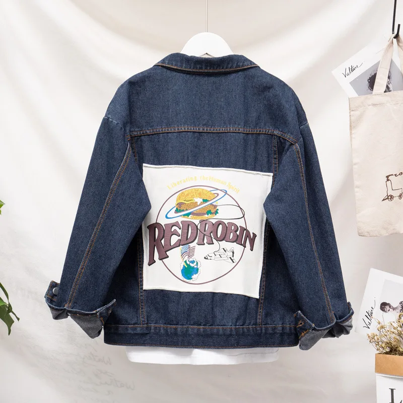 

Fat Mm Large Size Dress 2019 Spring New Style Casual Loose-Fit Printed Harem Cowboy Jacket