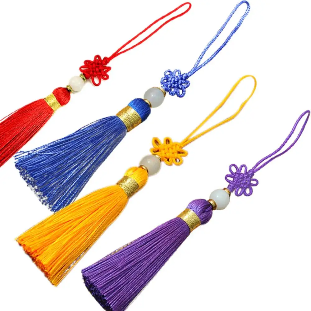 Best 12.5cm Long Cotton Tassel Chinese Knot Solid Design Tassel For DIY Craft Pendant Key Chain Hanging Bag Garment Decoration 1pcs