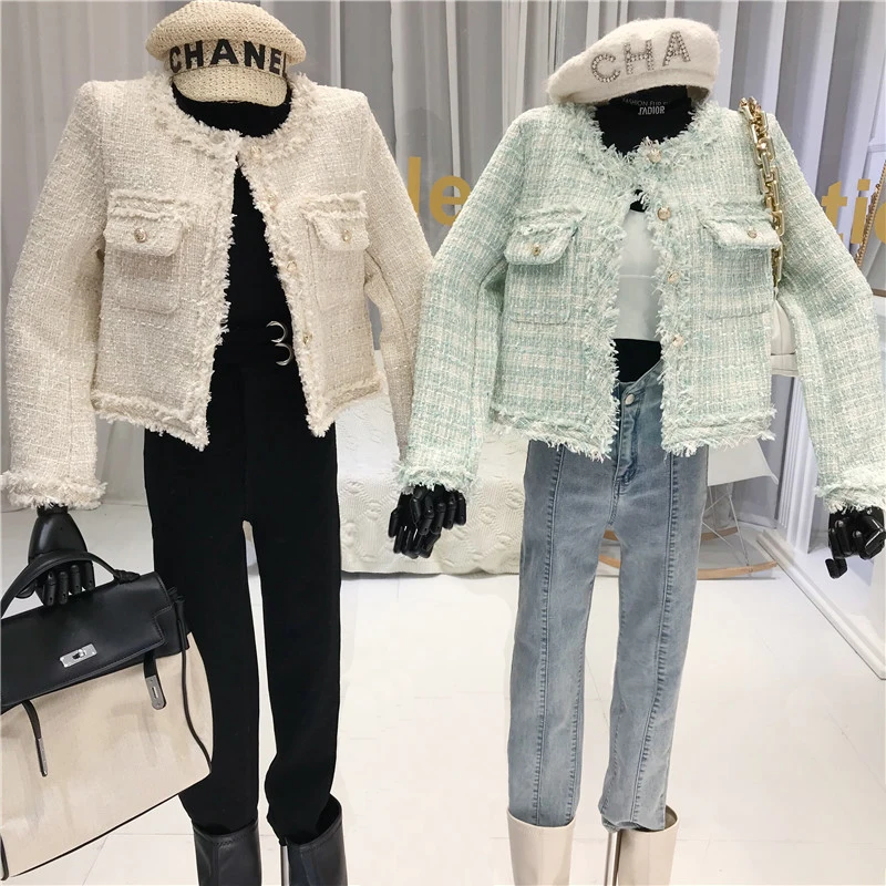 Autumn  Ladies net red mid-length suit Jacket 2021 French style belted thin ladies temperament professional ladies slim Jacket white pant suit set