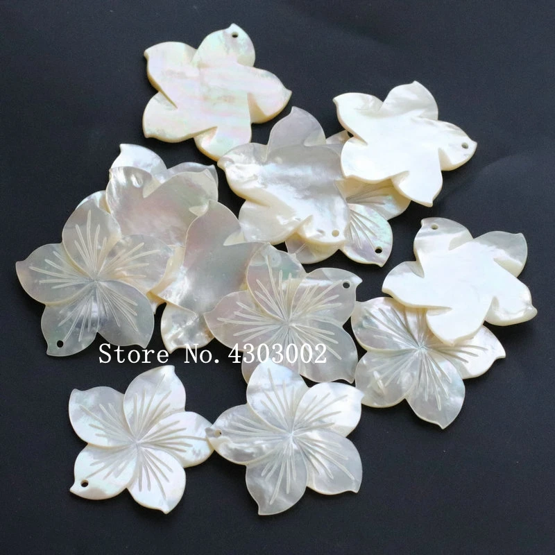 

20pcs/lot 37mm Natural Flower Mother of Pearl shell for DIY Jewelry Flower Cut MOP Pearl shell Beads