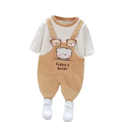 Roupas de algodão para crianças, trajes para meninos e meninas, roupas de desenho animado para bebês e crianças, vestuário esportivo