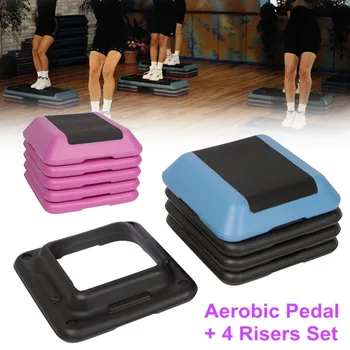 

Adjustable Fitness Aerobic Step Non-slip Cardio Yoga Pedal Stepper Gym Workout Exercise Fitness Aerobic Pedals Equipment+4 riser