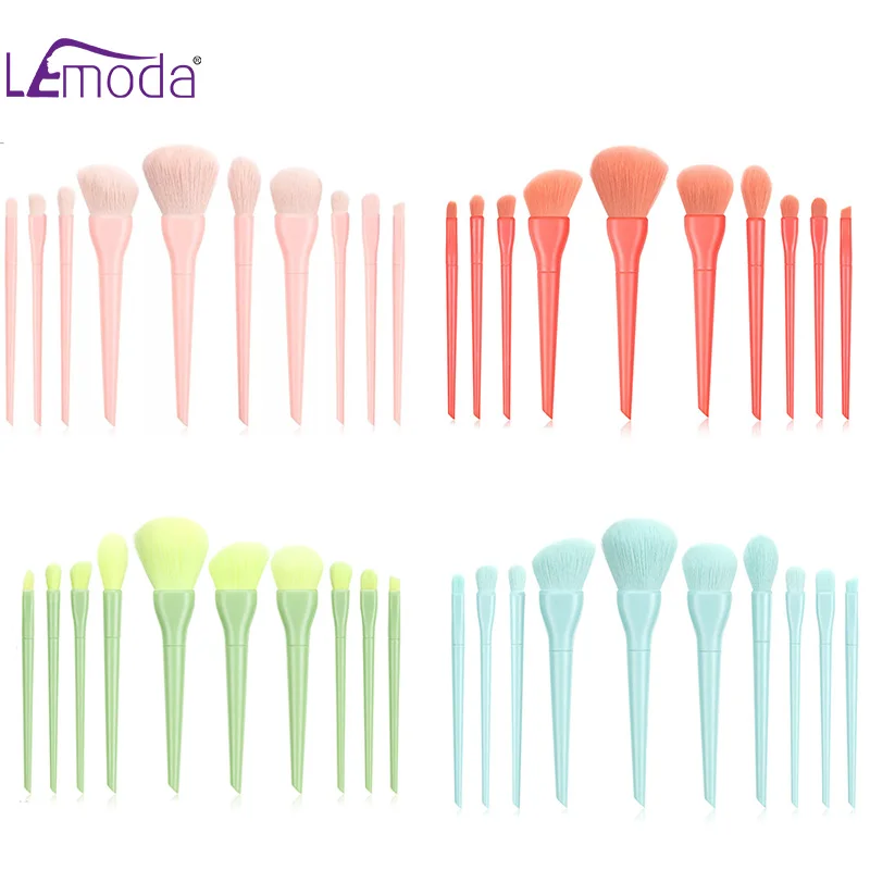 Lemoda Candy Color Makeup Brushes 10pcs Eyeshadow Powder Foundation Eyebrow Face Eye Cosmetic Tools | Красота и здоровье