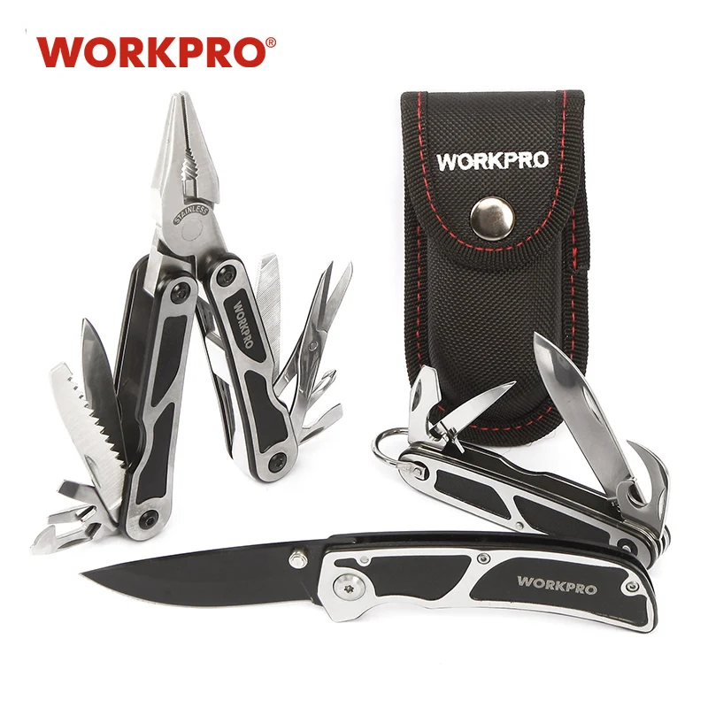 Tanie WORKPRO 3PC narzędzie survivalowe zestawy Multi szczypce wielofunkcyjny nóż nóż taktyczny Camping Multitools