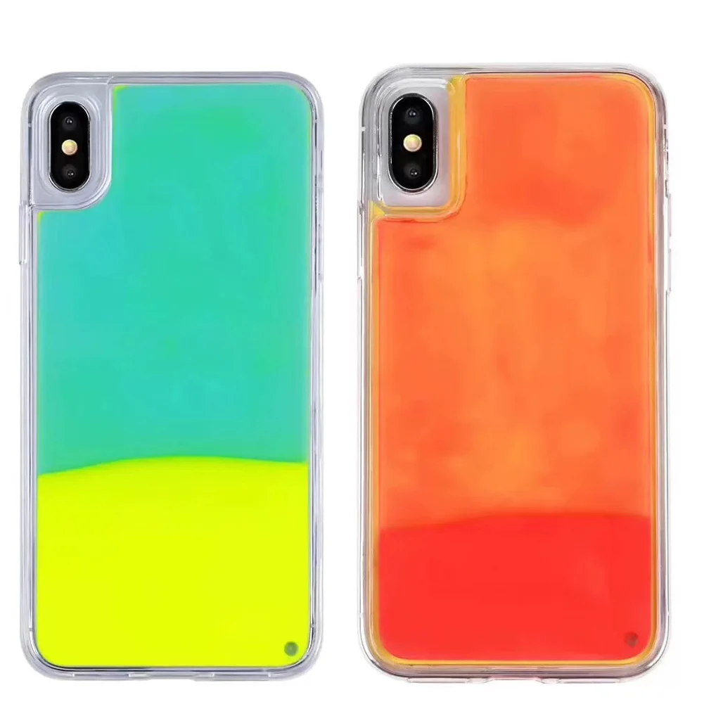 Роскошный блестящий с подсветкой динамичный жидкий песок неоновый чехол для