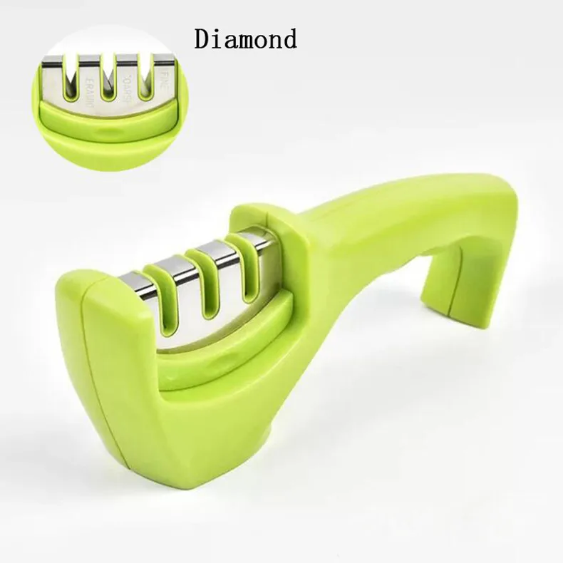 Diamond Professional 3 Stages Knife Sharpener Kitchen Sharpening Stone Grinder knives Whetstone Tungsten Diamond Ceramic Sharpener Tool - Цвет: Diamond