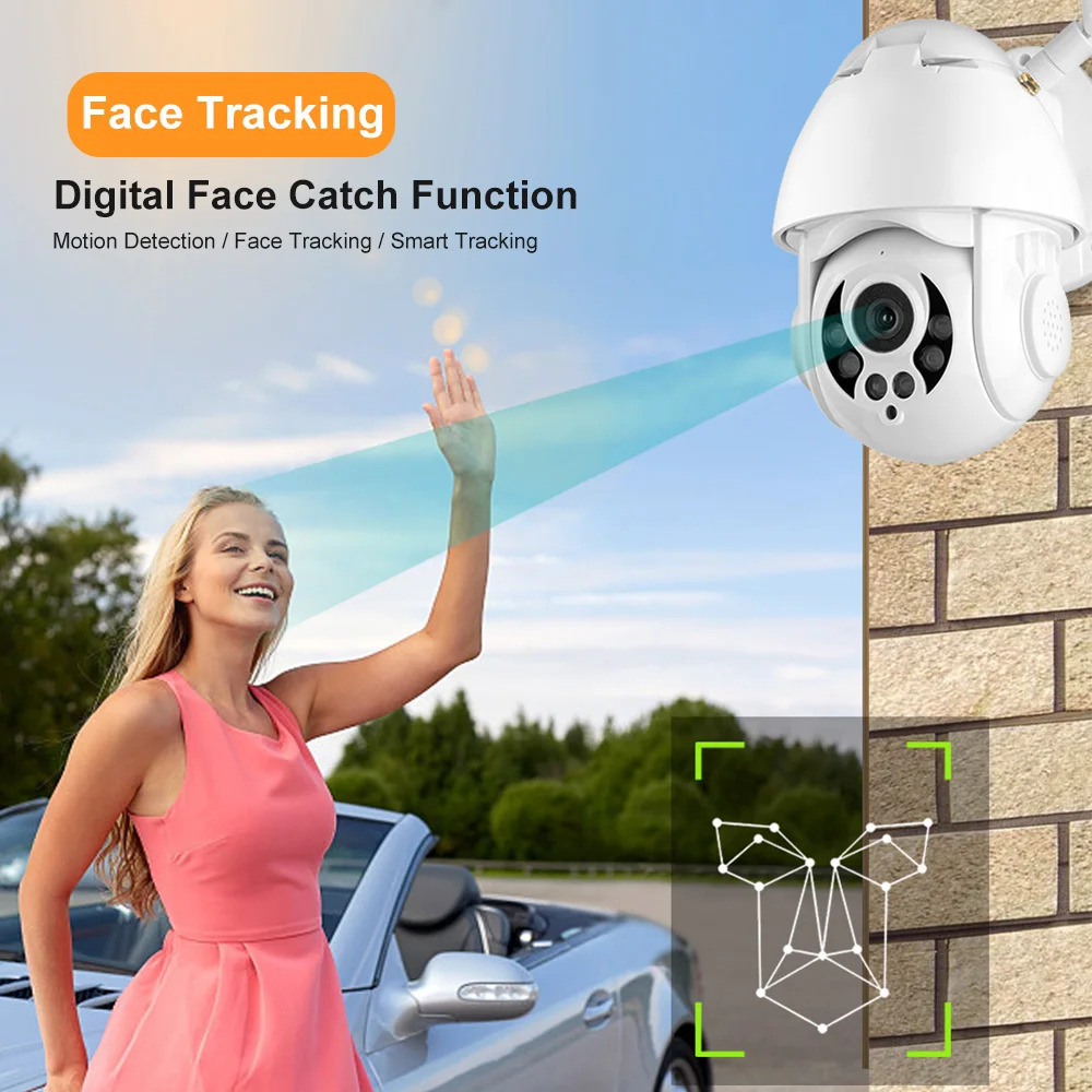 

K38D 1080P WiFi PTZ IP Camera Face Detect Auto Tracking 4X Zoom Two-way Audio Waterproof Outdoor Security Camera