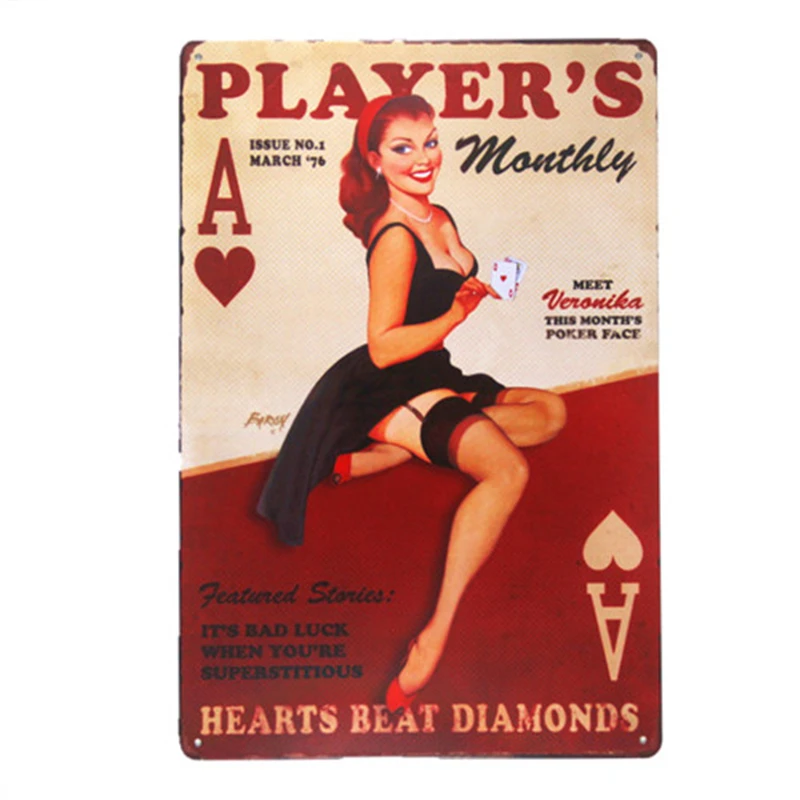 PLAYER'S GIRL металлический знак поднос в античном стиле домашний Декор pin up плакат Правила Дома Стены Искусство Бар Декор
