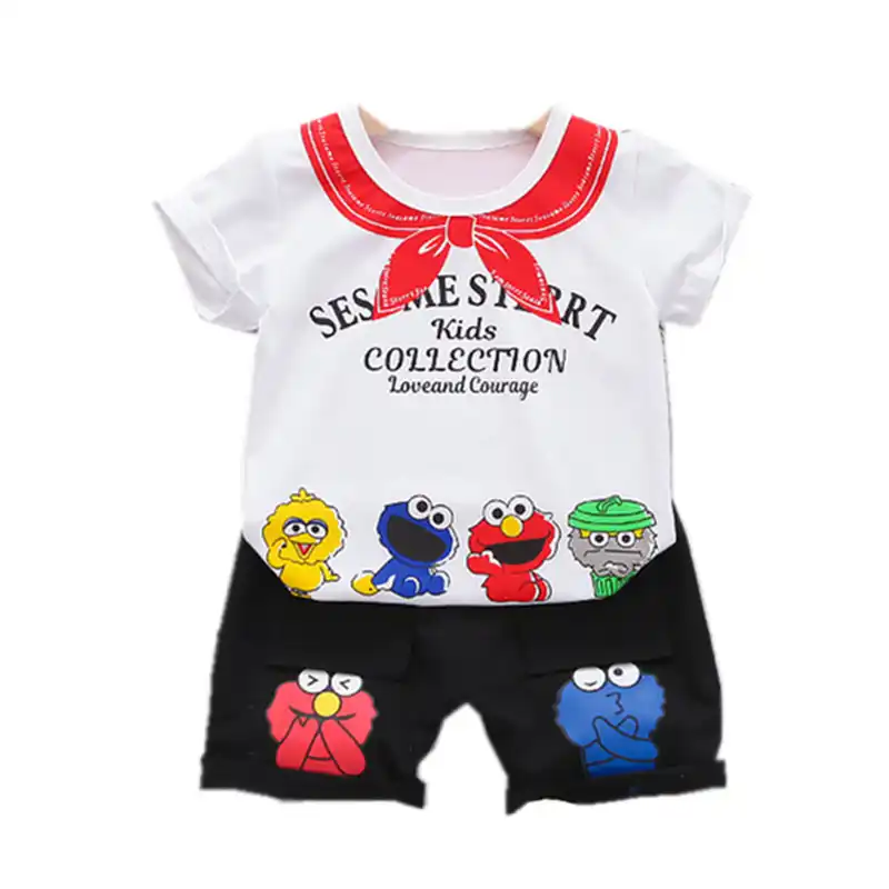 赤ちゃん女の子キッズ服セット夏のスポーツのスーツセサミストリートtシャツ ショートパンツの衣装衣装子供服トラックスーツ Clothing Sets Aliexpress