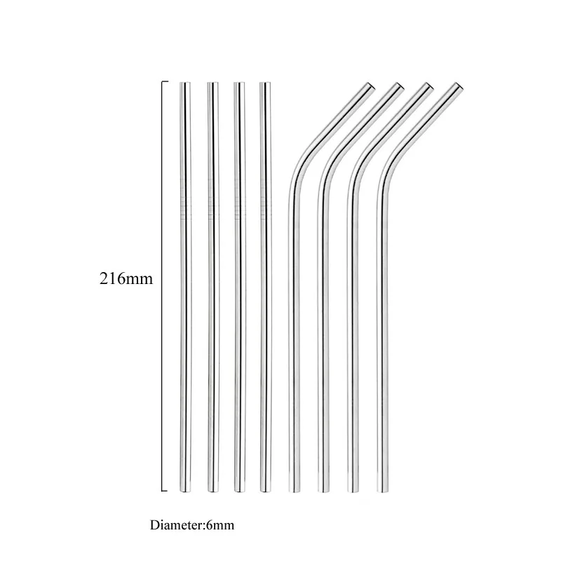 10 шт./компл. многоразовые металлические трубочки для питья 304 Нержавеющая сталь соломинки прямые изогнутые соломинки с чистящая щетка чехол Barwar