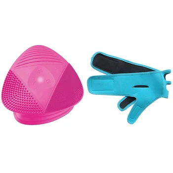 

1Pcs Face-Lift Tool Lifting Double Chin M Blue & 1Pcs Sonic Vibration Beauty Instrument Face Washing Instrument Silicone