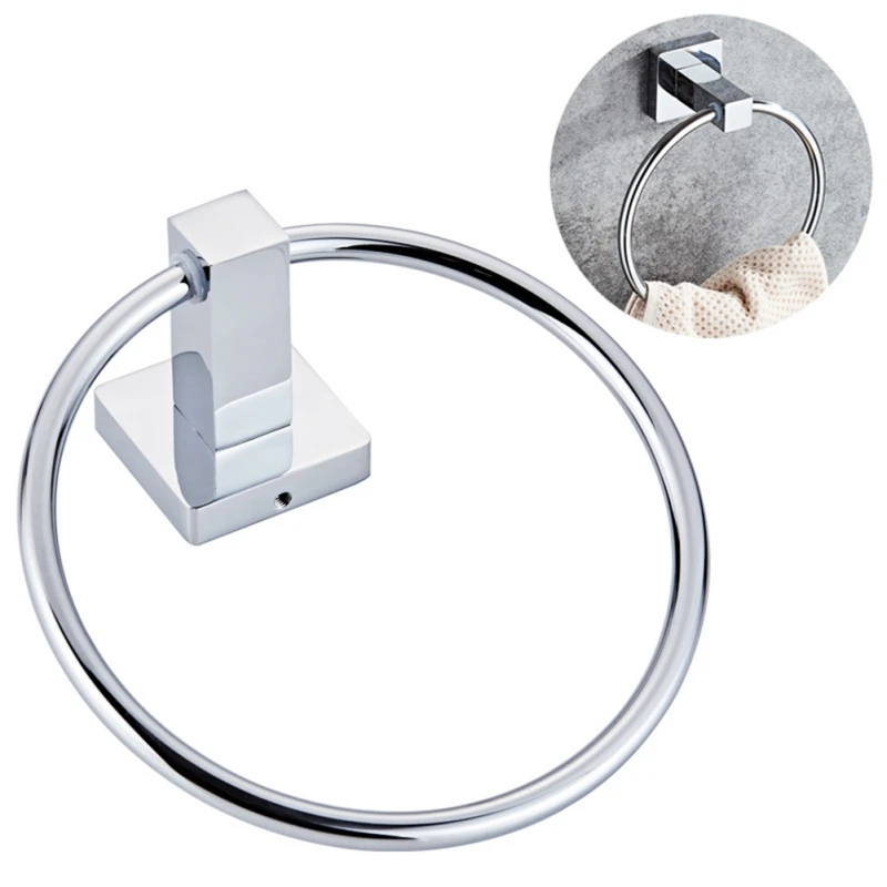 Stainless Steel Towel Shelf Wall-Mounted Bathroom Holder Adhesive Force Bathroom Ring Towel Shelf Bathroom Accessories 2020