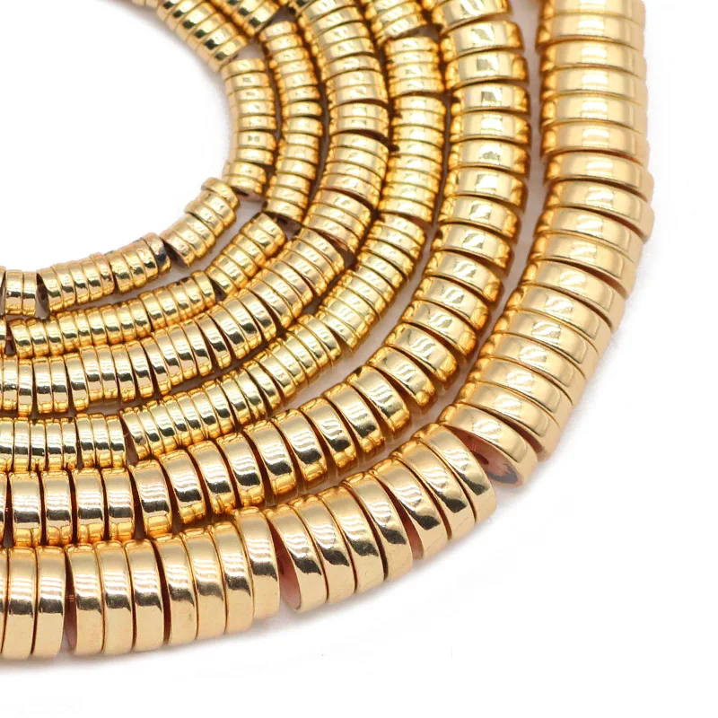 Charm Hematite Natural Stone Rose Gold Color Flat Round COINS Loose Spacer Beads For Jewelry Making Diy Accessories 3/4/6/8mm