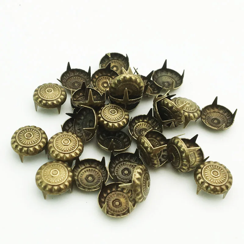 100/200PCS Round Metal Bronze Four Fastener Brads Spikes Scrapbooking Embellishment Crafts Pushpin Studs Decoration 11mm WD0274 metal brads