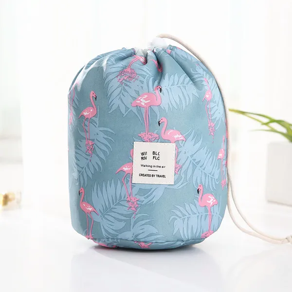 Flamingo Косметичка, круглая косметичка для женщин, для путешествий, несессер, органайзер для макияжа, женский набор туалетных принадлежностей, чехол, коробка для макияжа, моющаяся сумка для хранения - Цвет: Flamingo