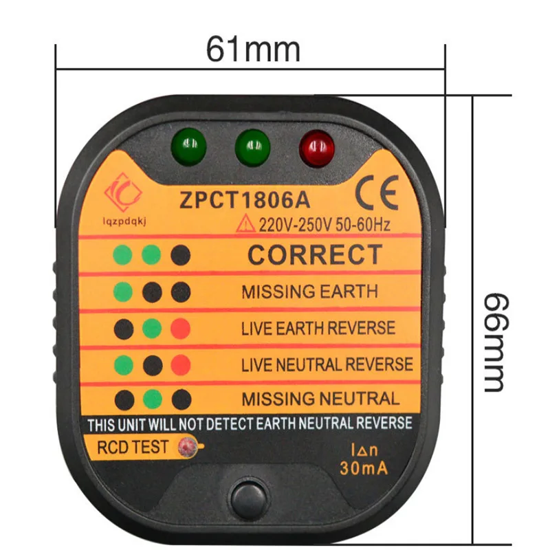 LAMEZIA Portable US Plug Polar Socket Tester Electric Leakage Testing Household Security Line Detector