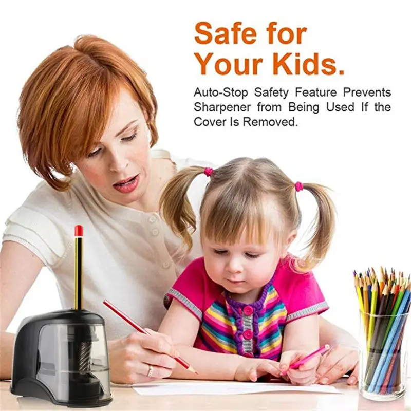 

Electric Pencil Sharpener Best Heavy Duty Helical Steel Blade for Artists Kids Adults Colored Pencils E65A
