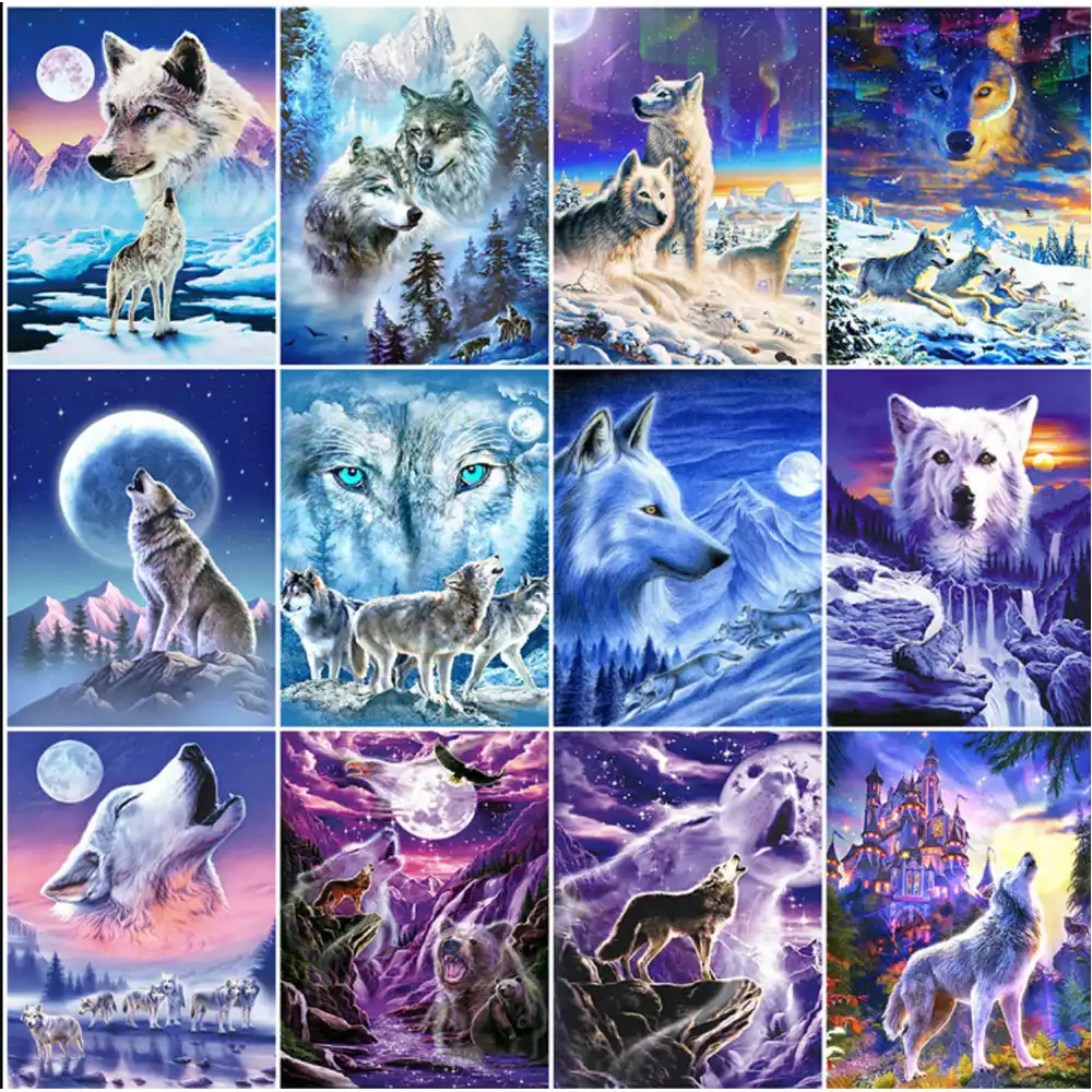 手工芸品のダイヤモンド刺繍ウルフ画像ラインストーンダイヤモンドの絵画動物croステッチキットモザイクビーズ手作り趣味 ダイヤモンド ペイント Aliexpress