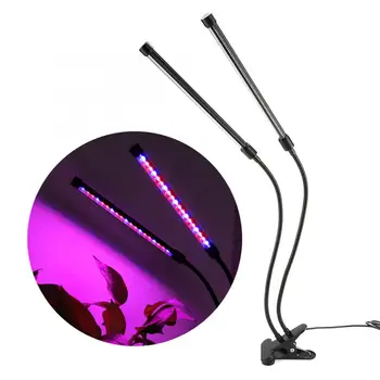 

LED Light Grow 5V 18W USB LED 2 Head Grow Light Flexible Gooseneck Clip Holder Indoor Plants Flowers Led Grow Light Full
