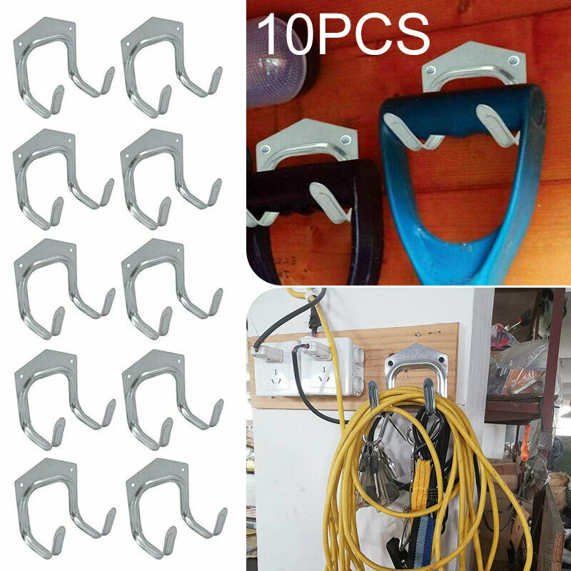 Muil-ti use 10Pcs Home Storage Wall Metal Hook Double Hanger