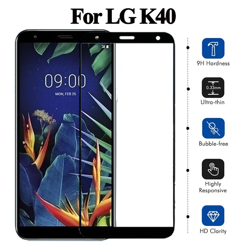 Закаленное стекло с полным покрытием для LG K40 защита экрана телефона защитное