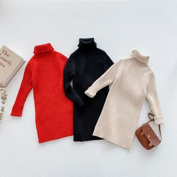 

Xmas Winter Autumn Girl Dress Kids Dresses For Girls Party Dress Knitted Sweater Toddler Girl Children clothes from 2 to 7 year