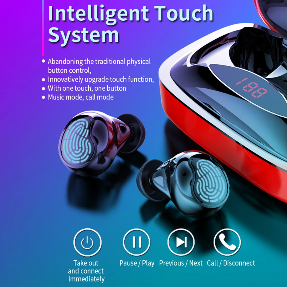 TWS Bluetooth 5,0 наушники мини беспроводные наушники с 2000 мАч Мощный светодиодный дисплей сенсорная кнопка спортивная Гарнитура для xiaomi iPhone