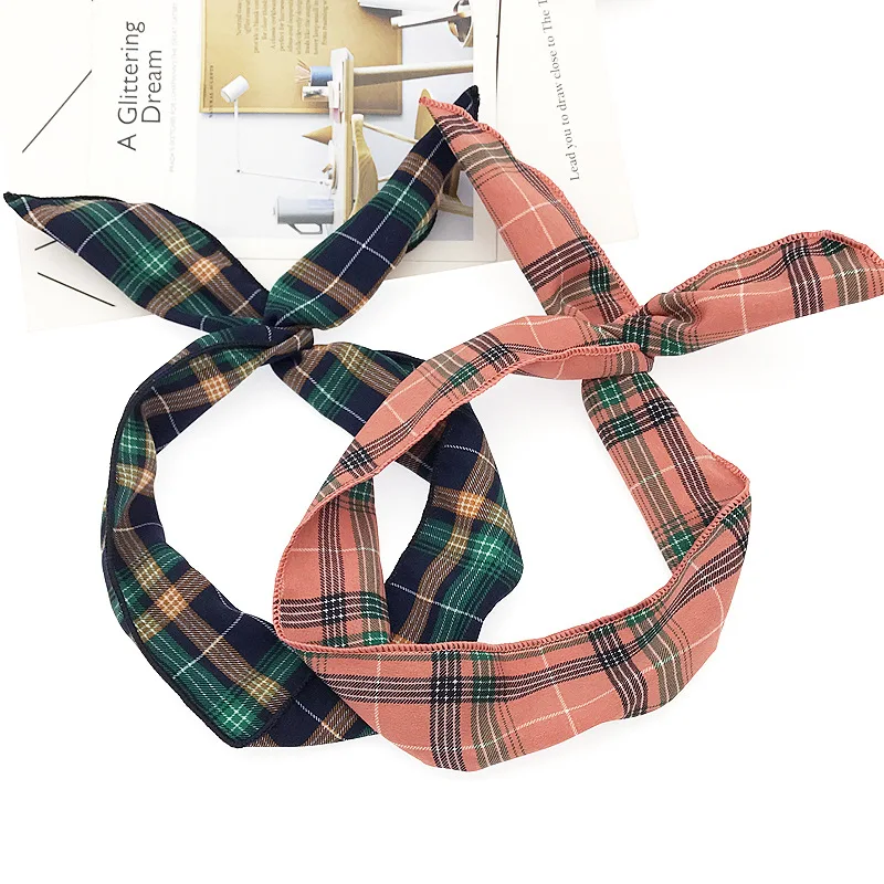 Весна Лето- стиль ретро Англия плед лента для волос железная проволока тренд моды Гибкая повязка аксессуары для волос