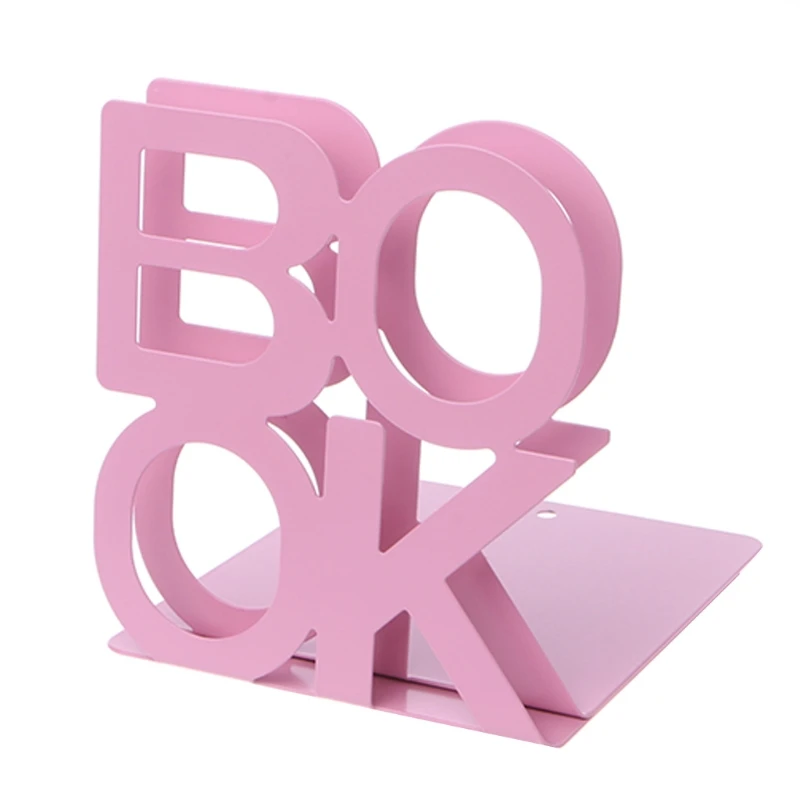 Алфавит формы металлические железные книгодержатели поддержка держатель настольные подставки для книг LX9A - Цвет: Розовый