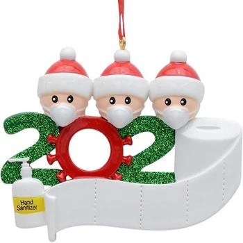 

2020 Quarantine Christmas Party Decoration Gift Santa Claus With Mask Personalized Xmas Tree Ornament All Series Children hat