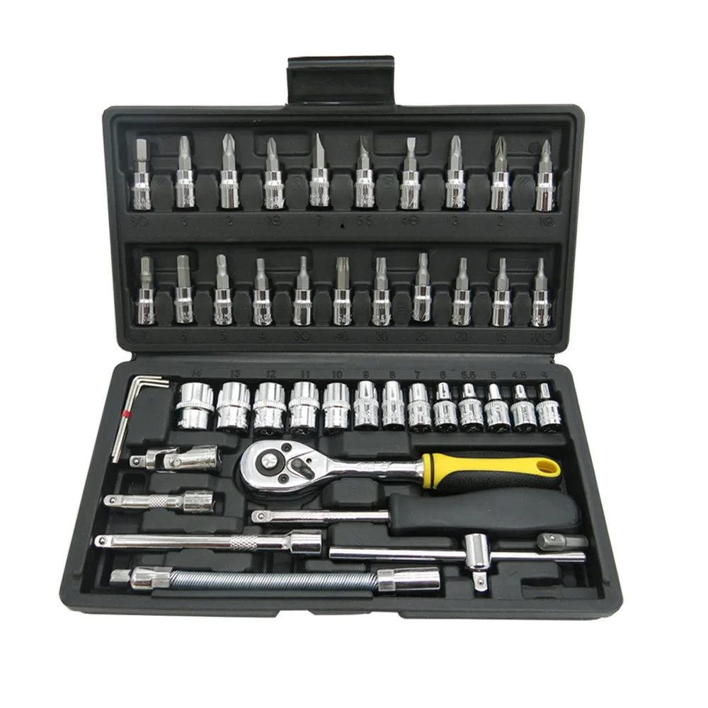 Инструменты для ремонта автомобиля, ручной гаечный ключ 46 в 1, набор инструментов для ремонта автомобиля, комбинированный чехол для инструмента, набор регулируемых гаечных ключей - Цвет: JD-9030-46