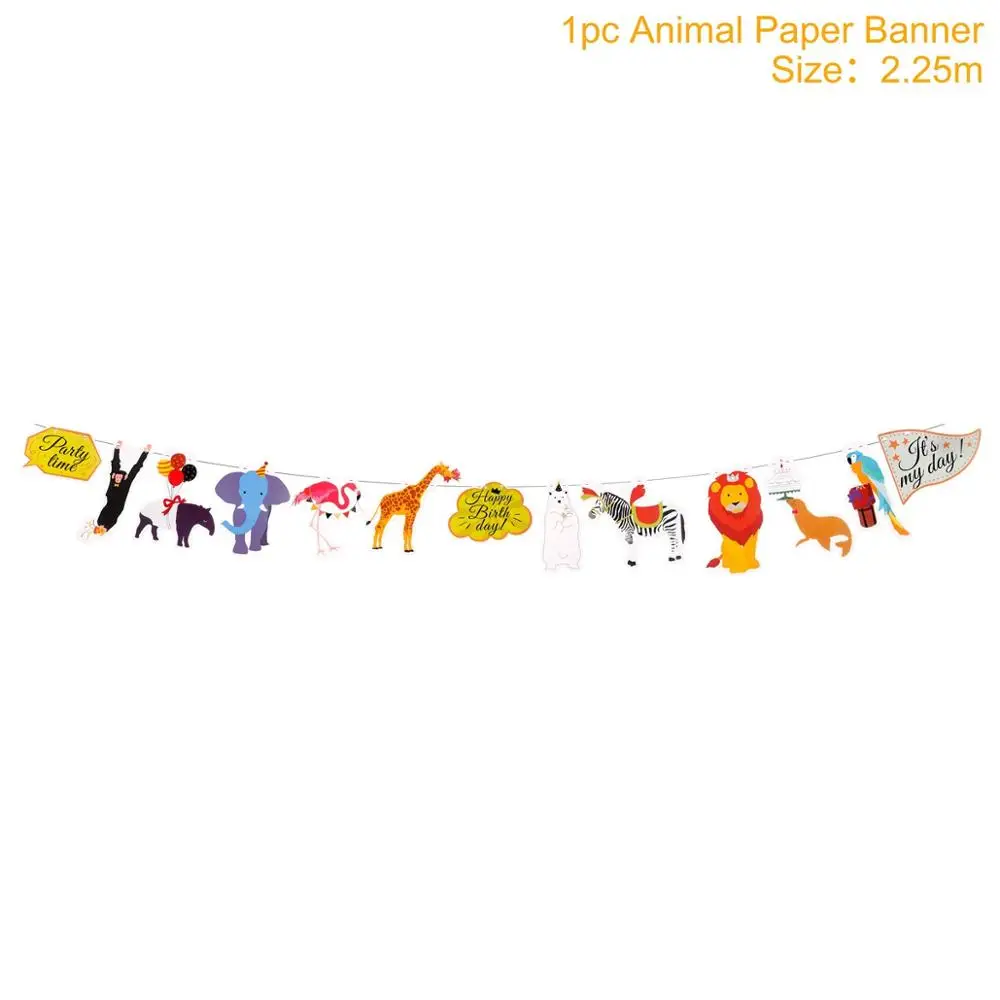 Jungle animal flag Джунгли воздушные шарики в виде животных с днем рождения Декор дети сафари фольга зеленый Balon Balony день рождения балон аксессуары для душа - Цвет: Jungle animal flag