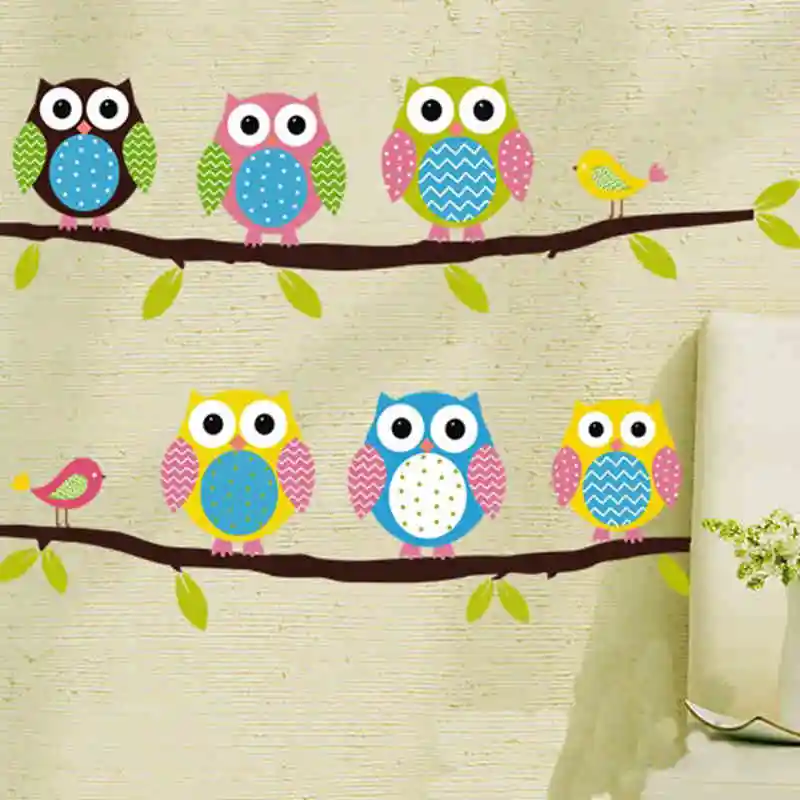 Cartoon Owlet Decorative Wall Stickers For Kids Nursery Rooms Decorations Home Animals Owl PVC Decor Mural Wall DIY Art Decals